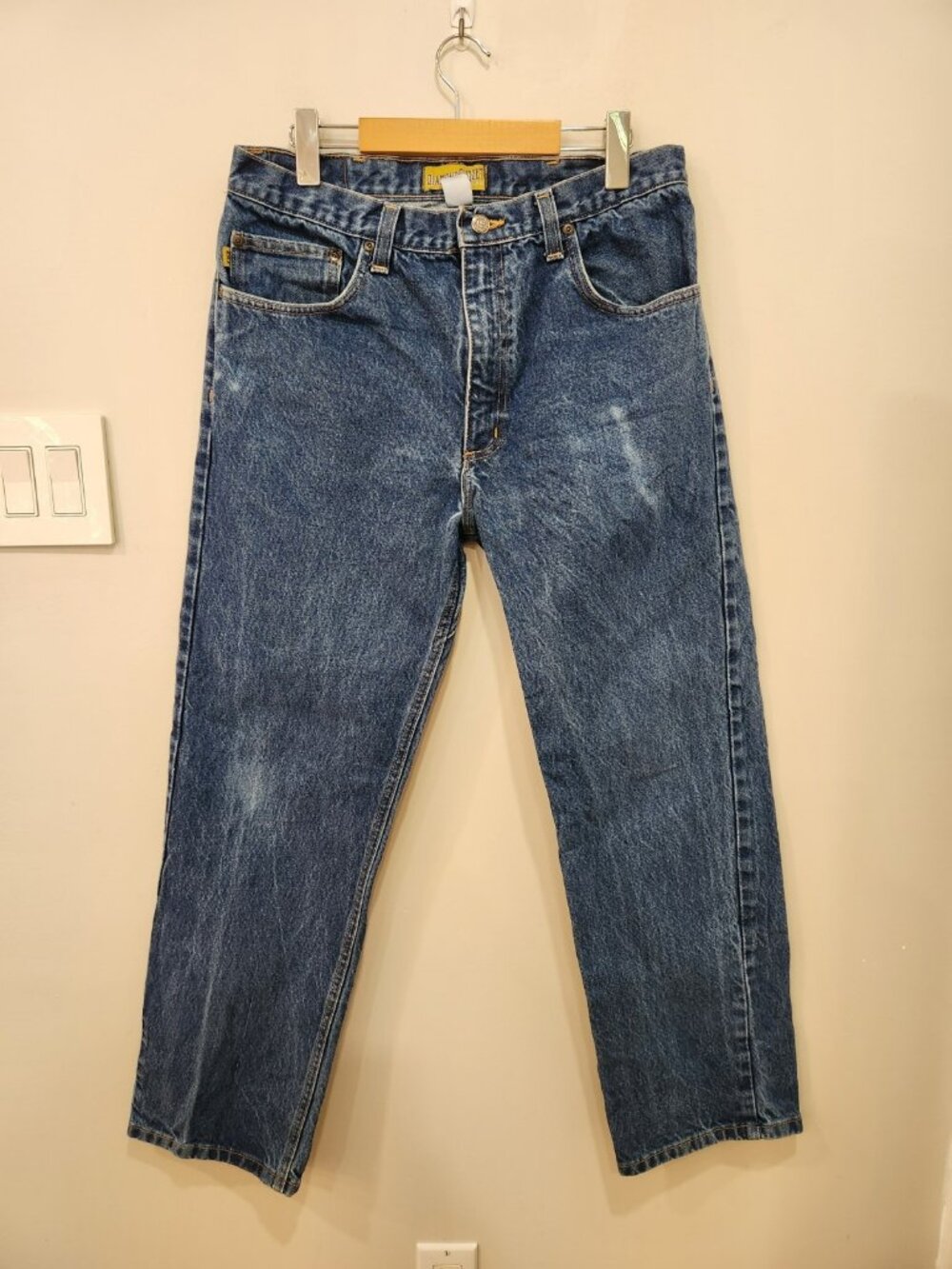 Diamond Gusset Jeans Mens 34x30 Blue Straight Leg Made in USA Cotton DMR-101